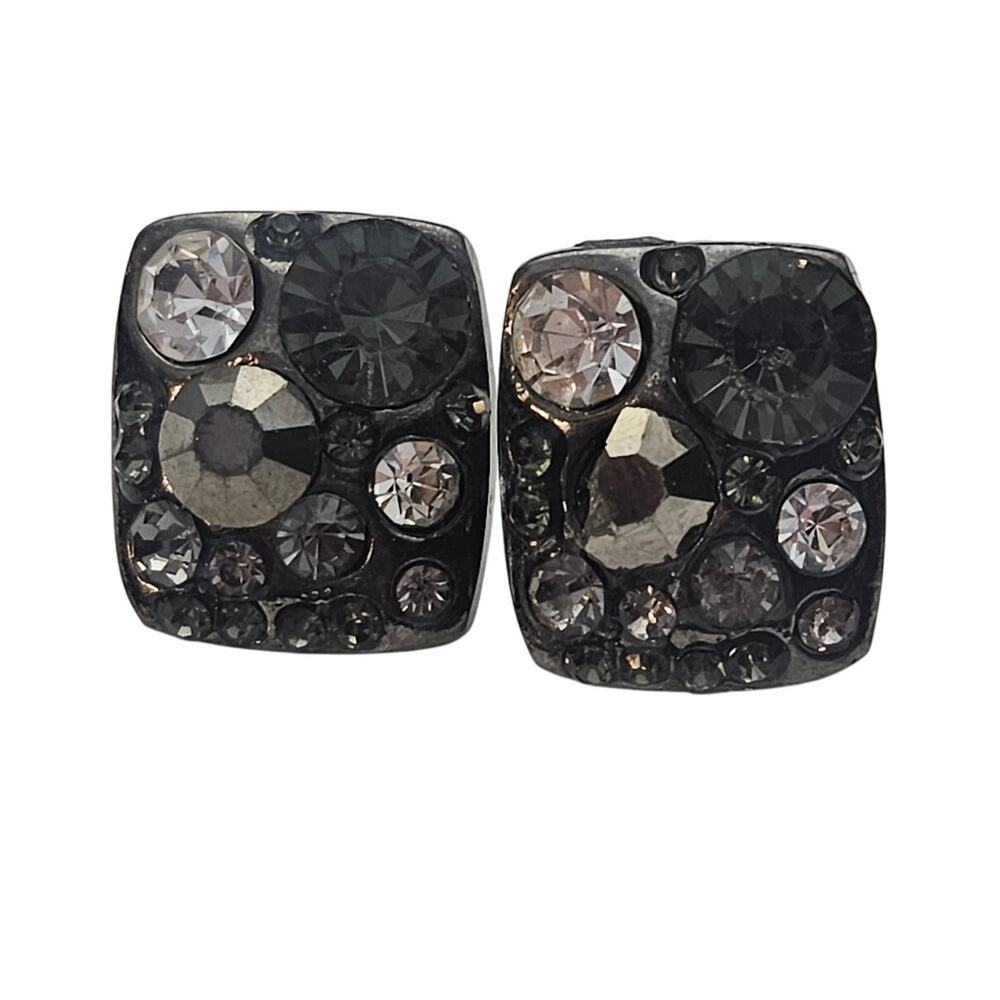Dark Gray Rhinestone Stud Earrings
